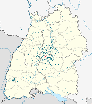 Mapa mesta Ammerbuch so značkami pre jednotlivých podporovateľov