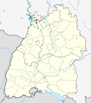 Kaart van Heidelberg met markeringen voor elke ondertekenaar