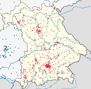 Carte de Bavière avec des marqueurs pour chaque supporter