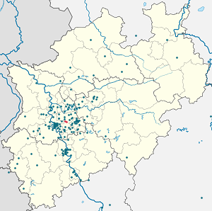 Mapa mesta Mettmann so značkami pre jednotlivých podporovateľov