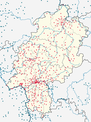 Kort over Hessen med tags til hver supporter 