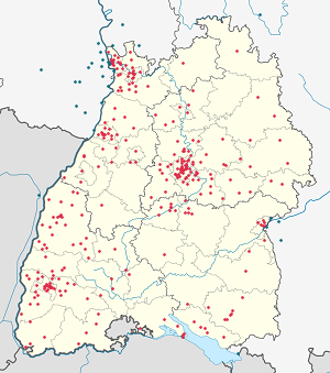 Carte de Bade-Wurtemberg avec des marqueurs pour chaque supporter