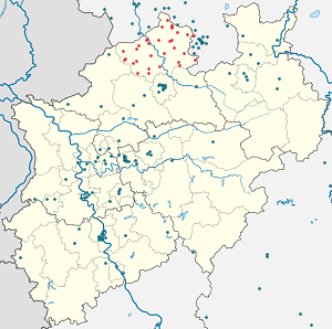 Mapa města Okres Steinfurt se značkami pro každého podporovatele 
