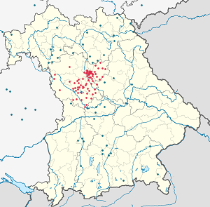 Karte von Mittelfranken mit Markierungen für die einzelnen Unterstützenden