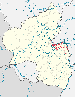 Kart over Rheinland-Pfalz med markører for hver supporter