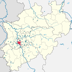 Карта на Дюселдорф с маркери за всеки поддръжник