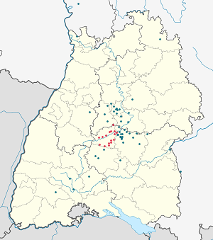 Karta mjesta Landkreis Tübingen s oznakama za svakog pristalicu