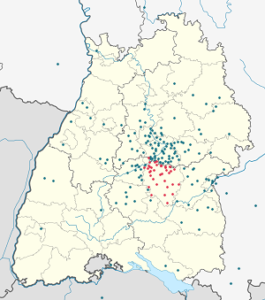 Mapa Powiat Reutlingen ze znacznikami dla każdego kibica