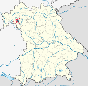 Biresyel destekçiler için işaretli Landkreis Würzburg haritası