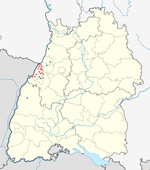 Kart over Landkreis Rastatt med markører for hver supporter