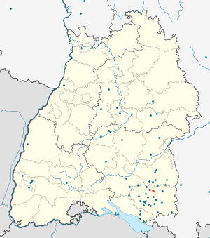 Mapa mesta Bad Waldsee so značkami pre jednotlivých podporovateľov