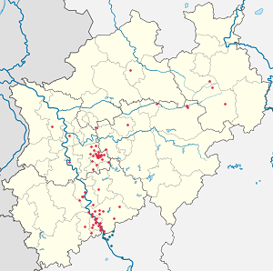 A(z) Észak-Rajna-Vesztfália térképe címkékkel minden támogató számára
