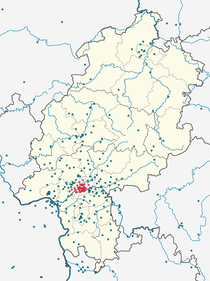 Kort over Frankfurt am Main med tags til hver supporter 
