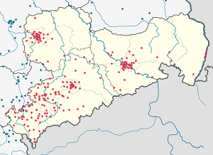 Karte von Sachsen mit Markierungen für die einzelnen Unterstützenden