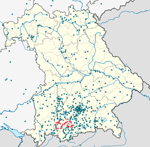 Karte von Landkreis Weilheim-Schongau mit Markierungen für die einzelnen Unterstützenden