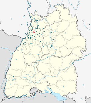 Karte von Vereinbarte Verwaltungsgemeinschaft Bruchsal mit Markierungen für die einzelnen Unterstützenden