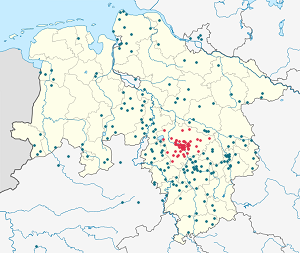 Mapa Region Hanower ze znacznikami dla każdego kibica