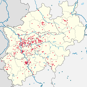 Karte von Nordrhein-Westfalen mit Markierungen für die einzelnen Unterstützenden