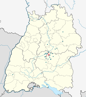 Kaart van Reutlingen met markeringen voor elke ondertekenaar
