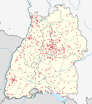 Karte von Baden-Württemberg mit Markierungen für die einzelnen Unterstützenden