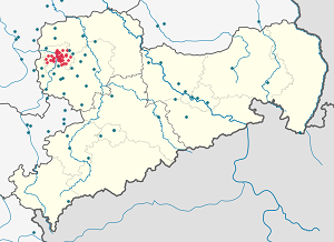 Kaart van Leipzig met markeringen voor elke ondertekenaar