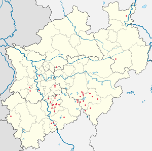Nordrhein-Westfalen kartta tunnisteilla jokaiselle kannattajalle