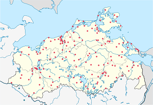 Kort over Mecklenburg-Vorpommern med tags til hver supporter 
