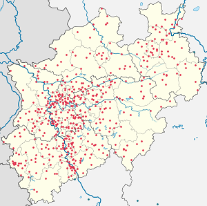 Karta över Nordrhein-Westfalen med taggar för varje stödjare