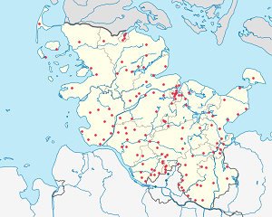 Harta lui Schleswig-Holstein cu marcatori pentru fiecare suporter
