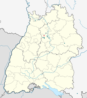 Mapa mesta Sachsenheim so značkami pre jednotlivých podporovateľov