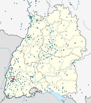 Biresyel destekçiler için işaretli Freiburg im Breisgau haritası