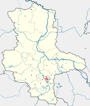 Mapa města Halle se značkami pro každého podporovatele 