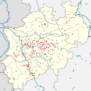 Kart over Nordrhein-Westfalen med markører for hver supporter
