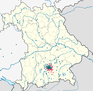 Karta mjesta Landkreis München s oznakama za svakog pristalicu