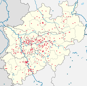 Karte von Nordrhein-Westfalen mit Markierungen für die einzelnen Unterstützenden