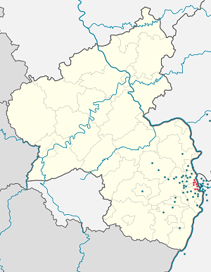 Kort over Ludwigshafen am Rhein med tags til hver supporter 
