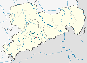 Mapa města Grünhainichen se značkami pro každého podporovatele 