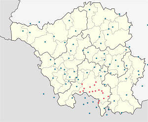 Kart over Saarbrücken med markører for hver supporter