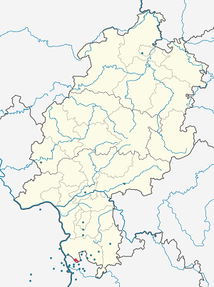Kart over Viernheim med markører for hver supporter