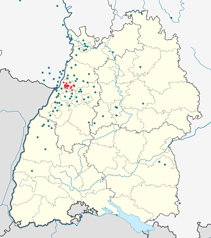 Carte de Karlsruhe avec des marqueurs pour chaque supporter