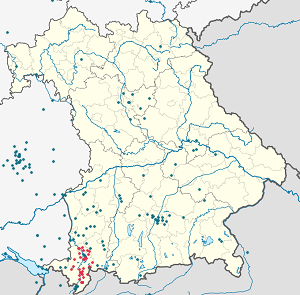 Kort over Landkreis Oberallgäu med tags til hver supporter 