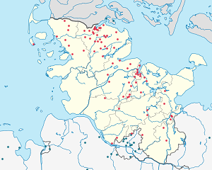 Karta över Schleswig-Holstein med taggar för varje stödjare