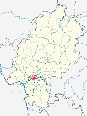 Kaart van Frankfurt am Main met markeringen voor elke ondertekenaar