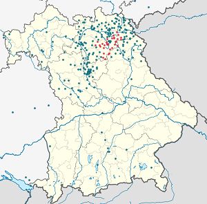 Mapa mesta Landkreis Bayreuth so značkami pre jednotlivých podporovateľov