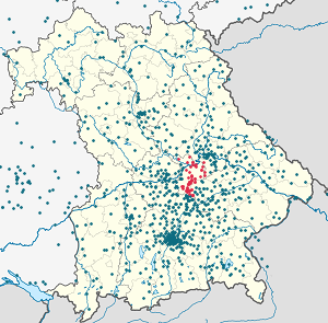 Kart over Landkreis Kelheim med markører for hver supporter