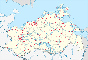 Mecklenburg-Etu-Pommeri kartta tunnisteilla jokaiselle kannattajalle