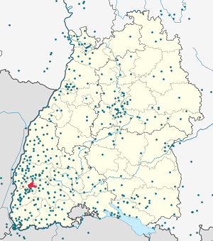 Mapa de Friburgo de Brisgovia con etiquetas para cada partidario.