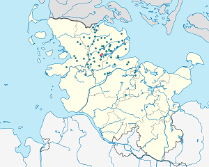 Kort over Slesvig by med tags til hver supporter 