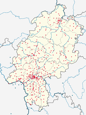 Karte von Hessen mit Markierungen für die einzelnen Unterstützenden