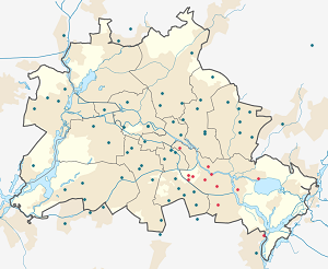 Karta över Treptow-Köpenick med taggar för varje stödjare